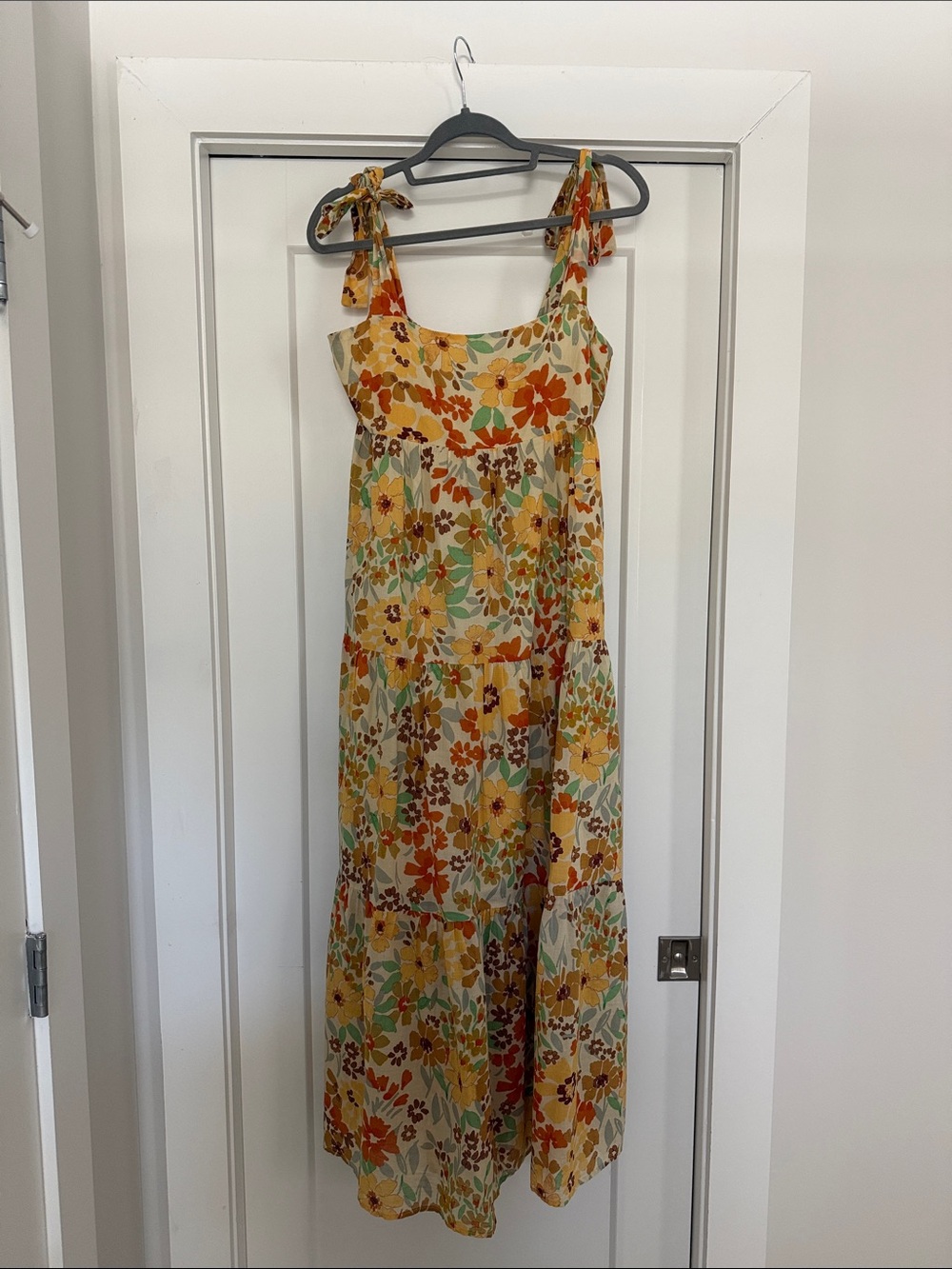 Dress Forum Yellow Floral Tie-Shoulder Maxi Dress